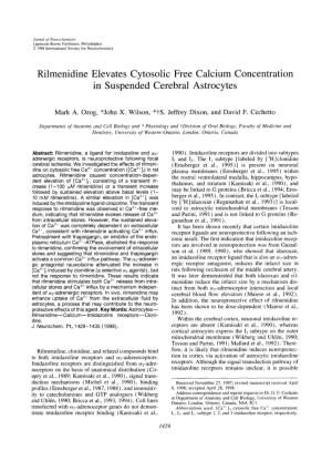 Rilmenidine Elevates Cytosolic Free Calcium Concentration in Suspended Cerebral Astrocytes