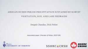 African Humid Period Precipitation Sustained by Robust Vegetation, Soil and Lake Feedbacks