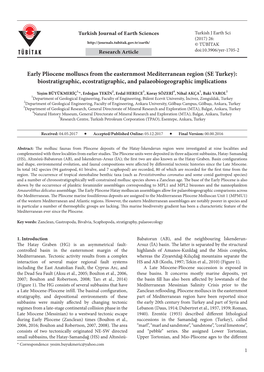 Early Pliocene Molluscs from the Easternmost Mediterranean Region (SE Turkey): Biostratigraphic, Ecostratigraphic, and Palaeobiogeographic Implications