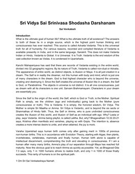 Sri Vidya Sai Srinivasa Shodasha Darshanam