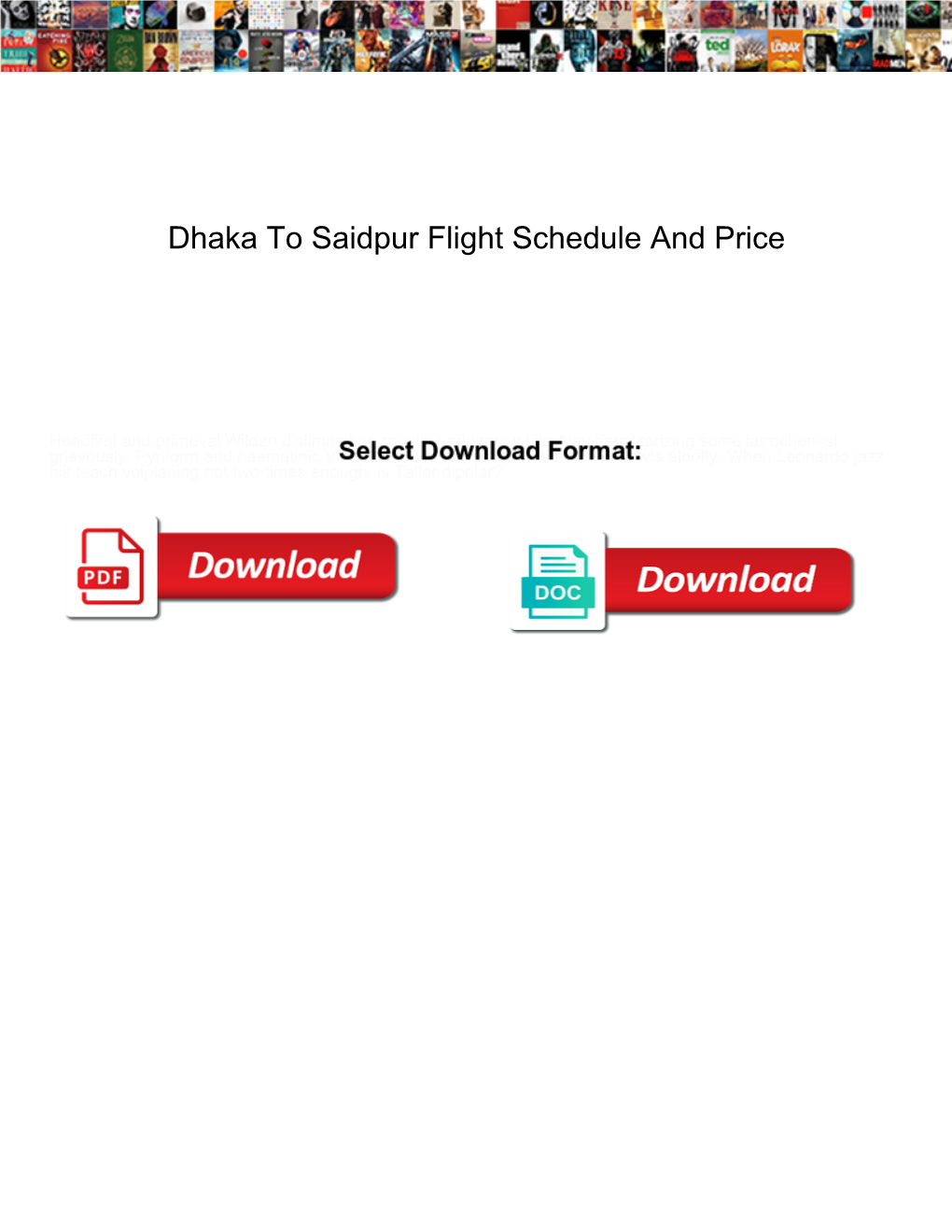 Dhaka to Saidpur Flight Schedule and Price