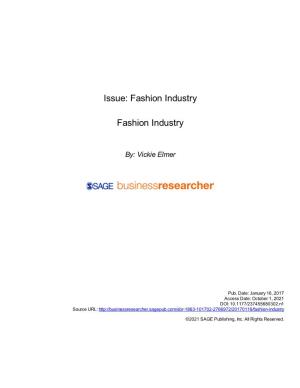 Issue: Fashion Industry Fashion Industry