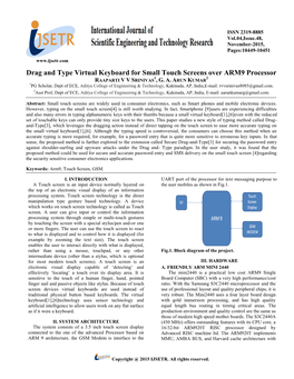 Drag and Type Virtual Keyboard for Small Touch Screens Over ARM9 Processor 1 2 RAAPARTI V V SRINIVAS , G