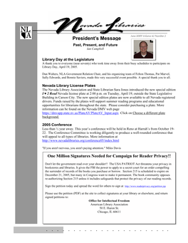 June 2005 Volume 42 Number 2 President’S Message Past, Present, and Future Ian Campbell