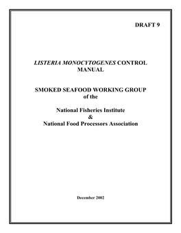 Listeria Monocytogenes Control Manual: Smoked Seafood Working