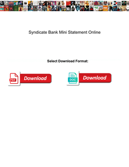 Syndicate Bank Mini Statement Online