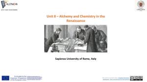 Unit 8 – Alchemy and Chemistry in the Renaissance