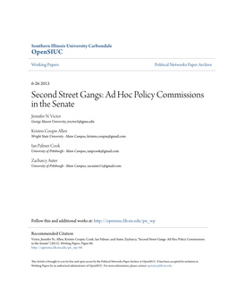 Second Street Gangs: Ad Hoc Policy Commissions in the Senate Jennifer N