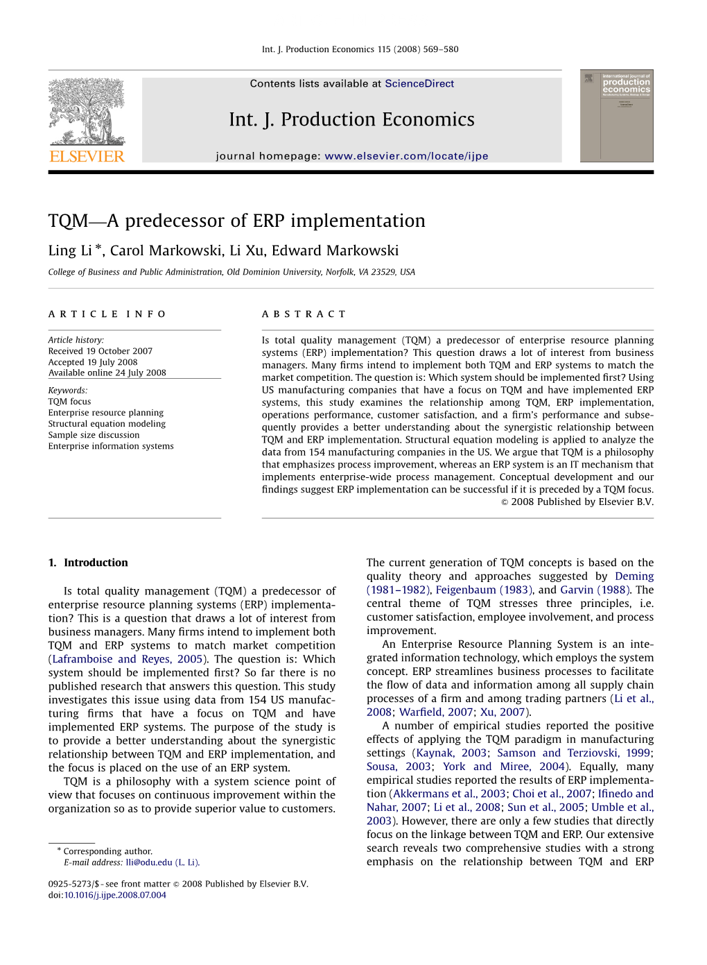 TQMﾗA Predecessor of ERP Implementation