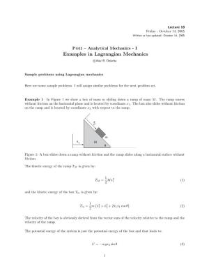 Examples in Lagrangian Mechanics C Alex R