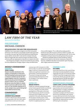 LAW FIRM of the YEAR Sponsored by Natwest FIELDFISHER MICHAEL CHISSICK