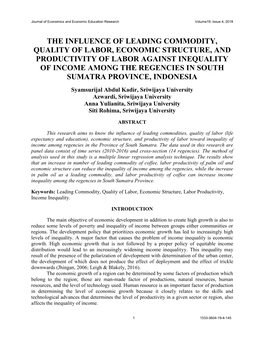 The Influence of Leading Commodity, Quality of Labor, Economic Structure, and Productivity of Labor Against Inequality of Income