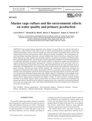 Marine Cage Culture and the Environment: Effects on Water Quality and Primary Production