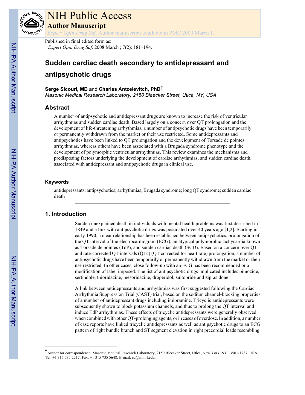 NIH Public Access Author Manuscript Expert Opin Drug Saf