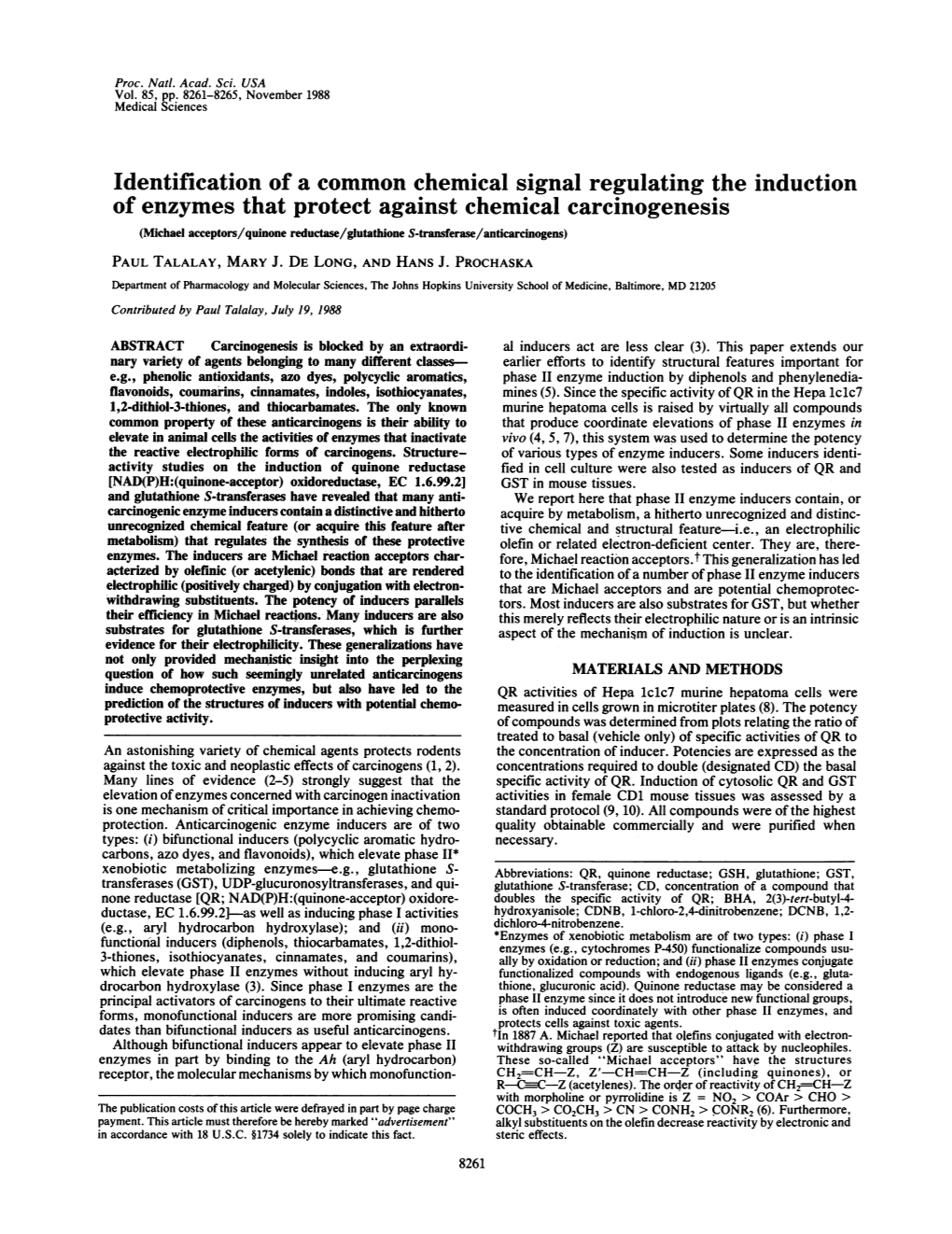 Identification of a Common Chemical Signal Regulating the Induction Of