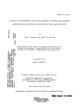 PRIWES SUBJECT to CHANGE Reproduced by NATIONAL TECHNICAL INFORMATION SERVICE US Department of Springfield, VA