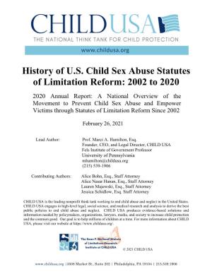 History of U.S. Child Sex Abuse Statutes of Limitation Reform: 2002 to 2020