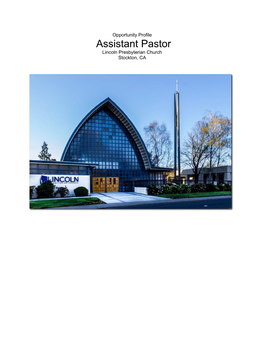 Assistant Pastor Lincoln Presbyterian Church Stockton, CA