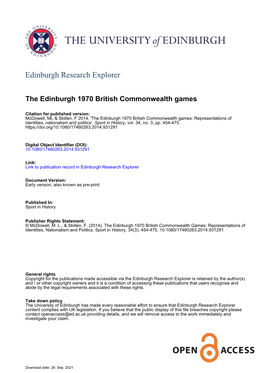 The Edinburgh 1970 British Commonwealth Games