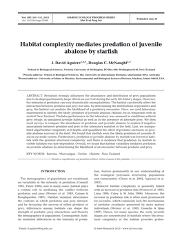 Habitat Complexity Mediates Predation of Juvenile Abalone by Starfish