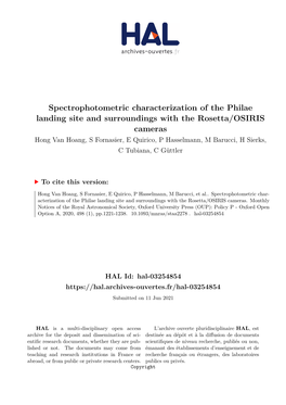 Spectrophotometric Characterization of the Philae Landing Site And