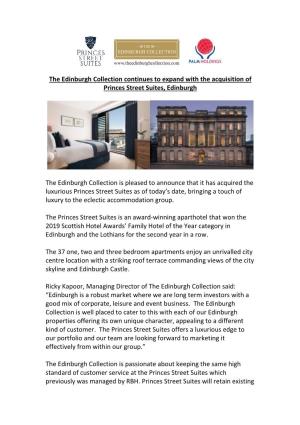 The Edinburgh Collection Acquires Princes Street Suites, Edinburgh