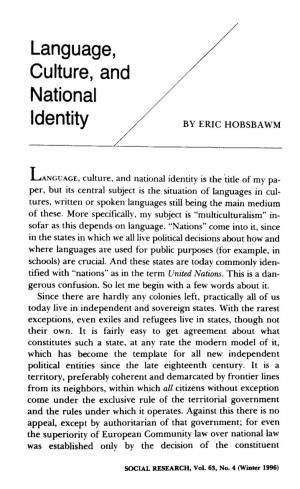Language, Culture, and National Identity