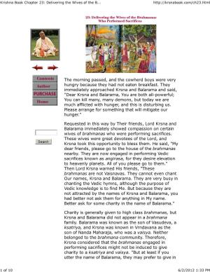 Krishna Book Chapter 23: Delivering the Wives of the Brahmanas Who