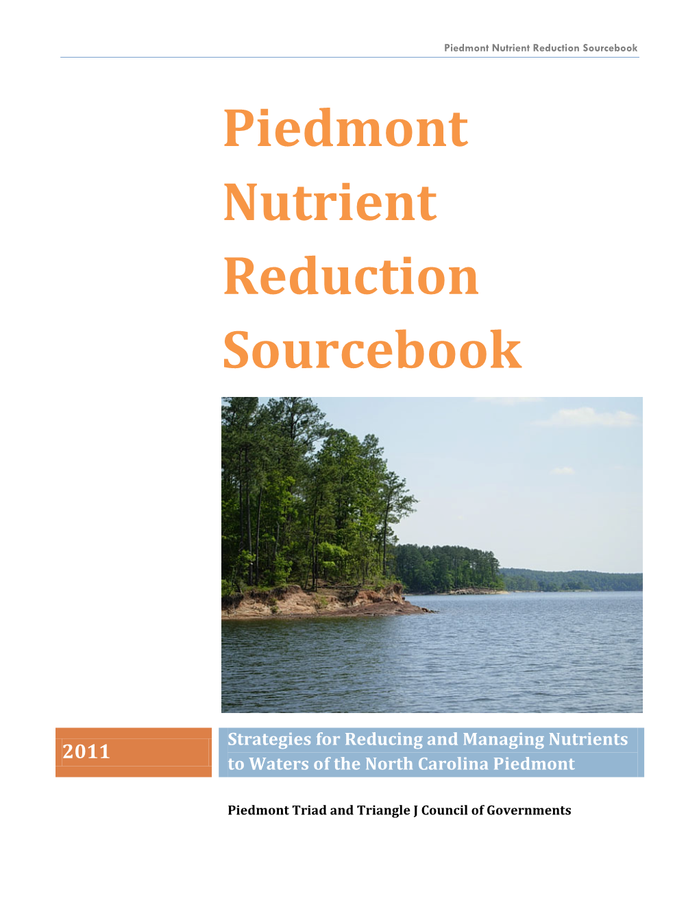 Piedmont Nutrient Reduction Sourcebook