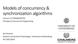 Models of Concurrency & Synchronization Algorithms