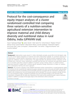 Protocol for the Cost-Consequence and Equity Impact Analyses of a Cluster