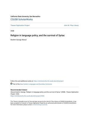 Religion in Language Policy, and the Survival of Syriac
