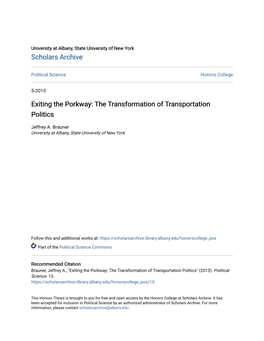 The Transformation of Transportation Politics