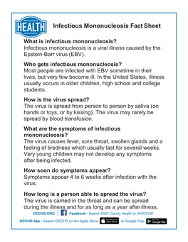 Infectious Mononucleosis Fact Sheet