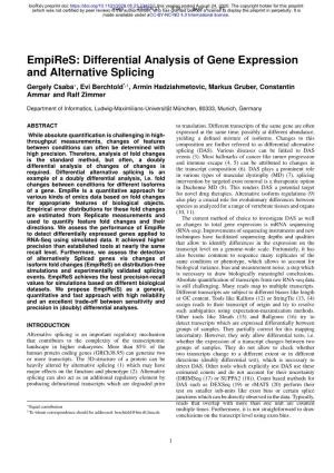 Differential Analysis of Gene Expression and Alternative Splicing