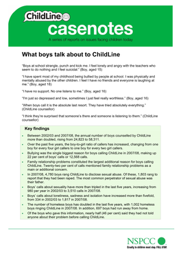 What Boys Talk About to Childline (Childline Casenotes)