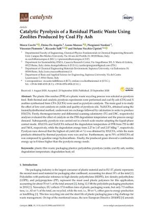 Catalytic Pyrolysis of a Residual Plastic Waste Using Zeolites Produced by Coal Fly Ash