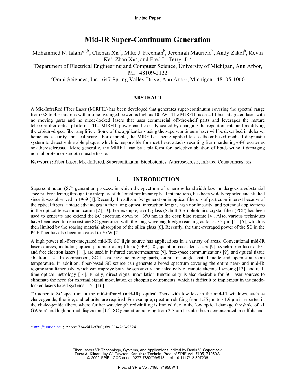 Mid-IR Super-Continuum Generation