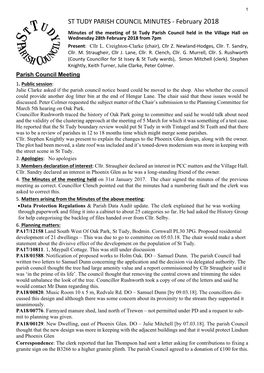 St Tudy Parish Council Minutes