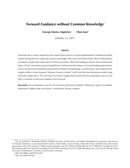 Forward Guidance Without Common Knowledge*