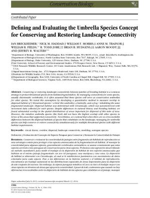 Defining and Evaluating the Umbrella Species Concept for Conserving