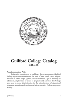 2014-16 Guilford College Catalog