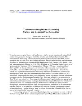 Transnationalizing Desire: Sexualizing Culture and Commodifying Sexualities