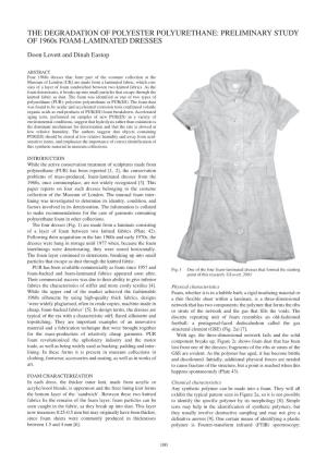 THE DEGRADATION of POLYESTER POLYURETHANE: PRELIMINARY STUDY of 1960S FOAM-LAMINATED DRESSES