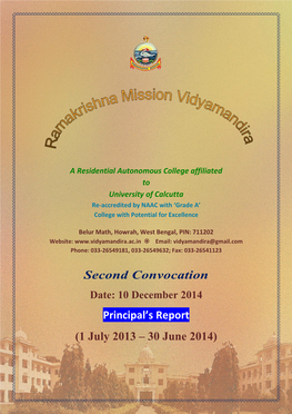 Second Convocation Principal's Report (1 July 2013 – 30 June 2014)