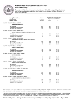 School Total Cohort Graduation Rate - ARRA Reporting