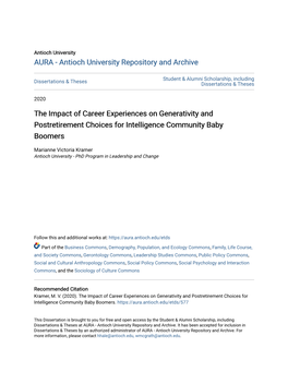 The Impact of Career Experiences on Generativity and Postretirement Choices for Intelligence Community Baby Boomers