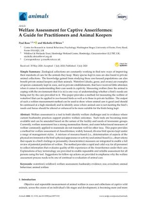 Welfare Assessment for Captive Anseriformes: a Guide for Practitioners and Animal Keepers