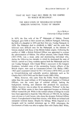 The Education of Maharajah Kumar Sidkeon Namgyal