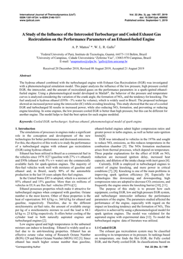 A Study of the Influence of the Intercooled Turbocharger and Cooled Exhaust Gas Recirculation on the Performance Parameters of an Ethanol-Fueled Engine